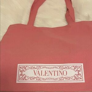 Valentino Pink Logo Canvas Tote